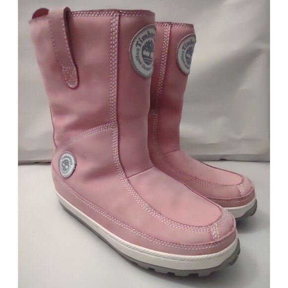Timberland Winter Boots Womens Size 6 Pink Leather Mukluk Lined Snow Y2K - Picture 1 of 7
